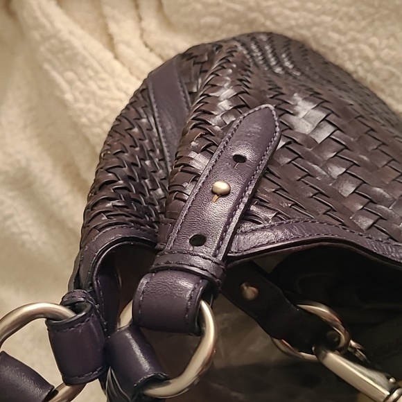 Cole Haan Genevieve Woven Triangle Plum
Leather Boho Chic Tote Satchel - Picture 5 of 16